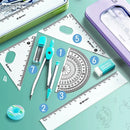 7pcs Mathematical Set Compass Lead Straight Ruler Combination for Students School Supplies Cute Math Drawing Measuring Tool