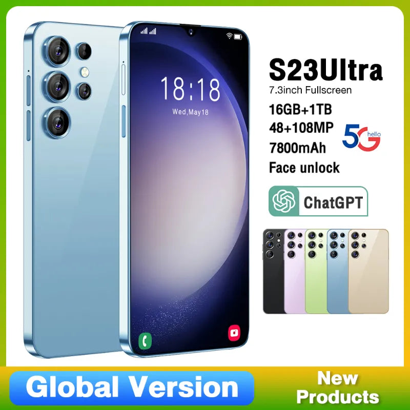 New Original S23 Ultra  7.3 HD Full Screen Smart Phone 5G Smartphone 16GB+1TB Dual SIM Mobile Phones Global Version Cell Phone