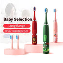Children's Electric Toothbrush Colorful Cartoon With Replacement Heads Ultrasonic Rechargeable Soft Hair Cleaning Brush for Kids