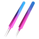 Stainless Steel Eyelashes Tweezers Professional For Lashes Extension Gold Decor Anti-static Eyebrow Tweezers Eyelash Extension