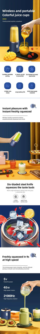 6 Color 400ml Portable USB Blender Electric Travel Juicer Cup For Smoothie Milkshake Kitchen Mini Mixer Tool