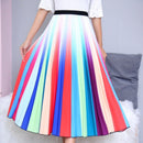 Pleated Skirt Women New  Print Cartoon Pattern  Elastic Women Skirts Big Swing Party Holiday High Waist Skirts