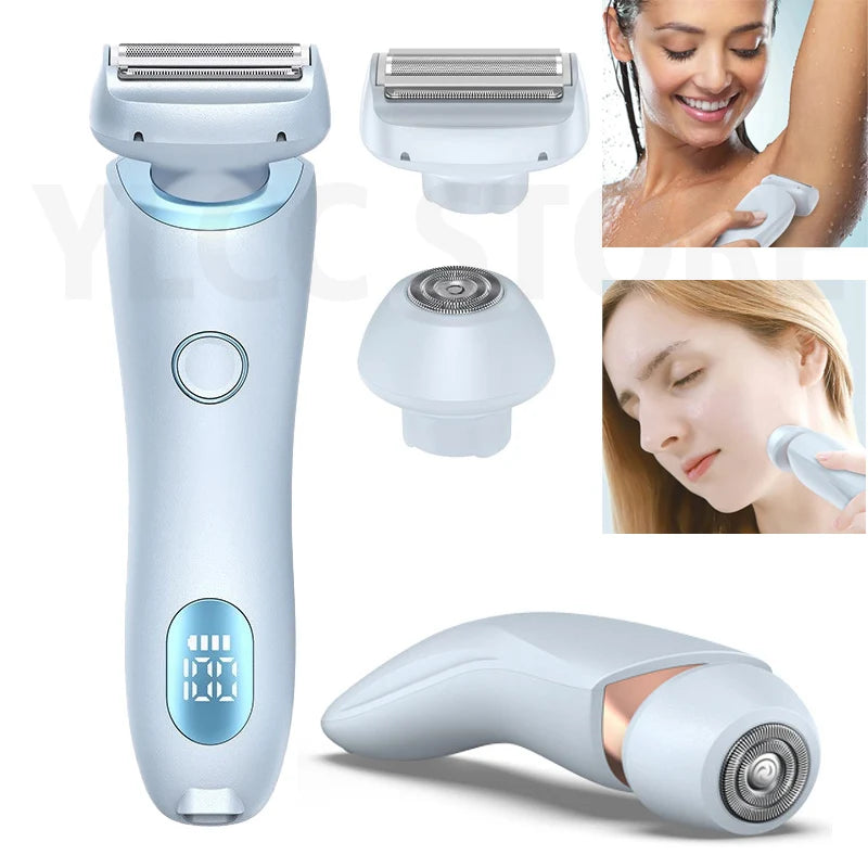 Electric Razors for Women 2 In 1 Bikini Trimmer Face Shavers Hair Removal for Underarms Legs Ladies Body Trimmer IPX7 Waterproof