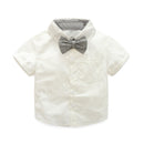 Baby Boy Gentleman Clothes Set Suit For Toddler White Shirt with Bow Tie+Suspender Shorts Formal Newborn Boys Clothes