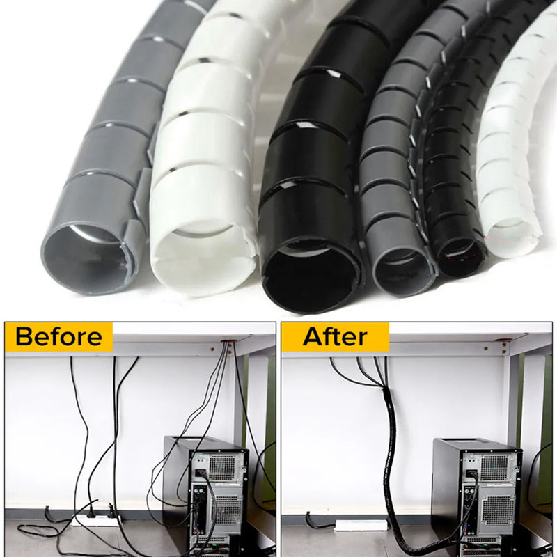Flexible Spiral Cable Wire Protector Cable Organizer Computer Cord Protective Tube Clip Organizer Management Tool