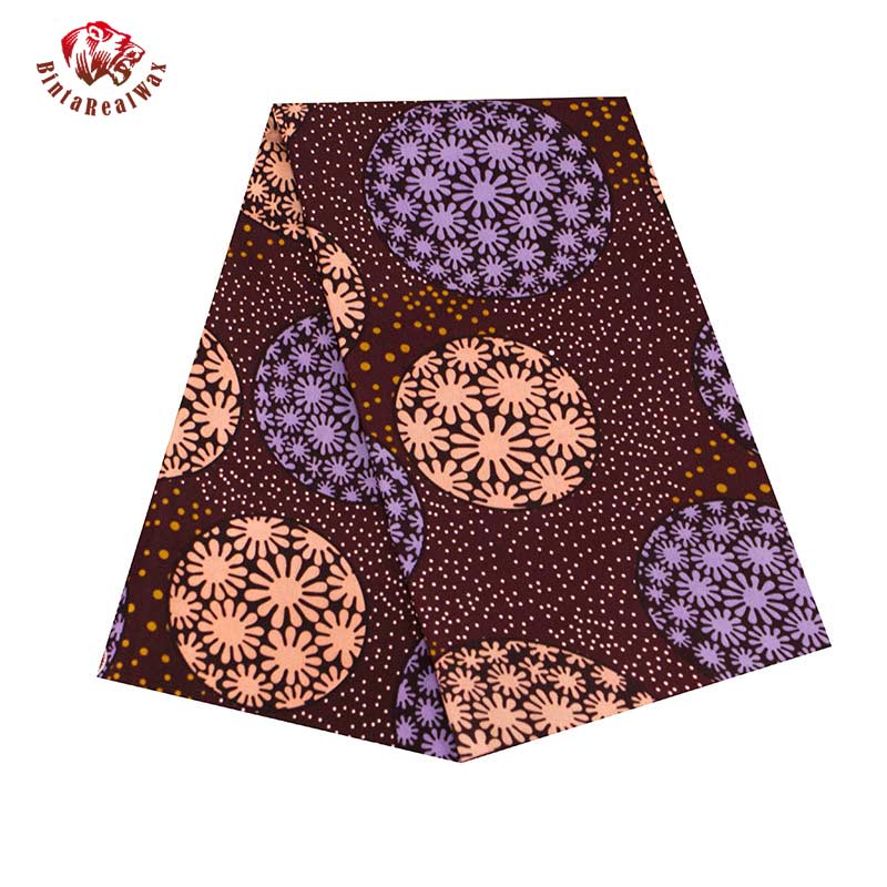 Bintarealwax Ankara African Polyester Wax Prints Fabric Binta RealWax High Quality 6 yards African Fabric for Party Dress FP6230