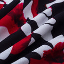 Nice-forever Print Floral Patchwork Button Casual Dress Business Three Quarter Zip Back Bodycon Office Dress b288