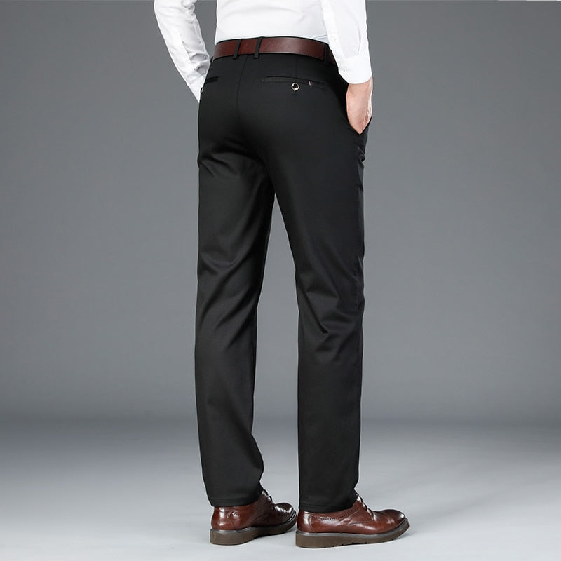 New Men's Bamboo Fiber Casual Pants Classic Style Business Fashion Khaki Stretch Cotton Trousers Male Brand Clothes