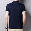 New Men's Casual and Fashionable Solid Color Short Sleeved Stand Up Collar T-shirt Summer Versatile and Comfortable Top