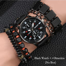 Personality Men Watch Bracelets Gift Set Luxury Leather Quartz Date Watches with Box for Boyfriend Gifts Idea for Father&