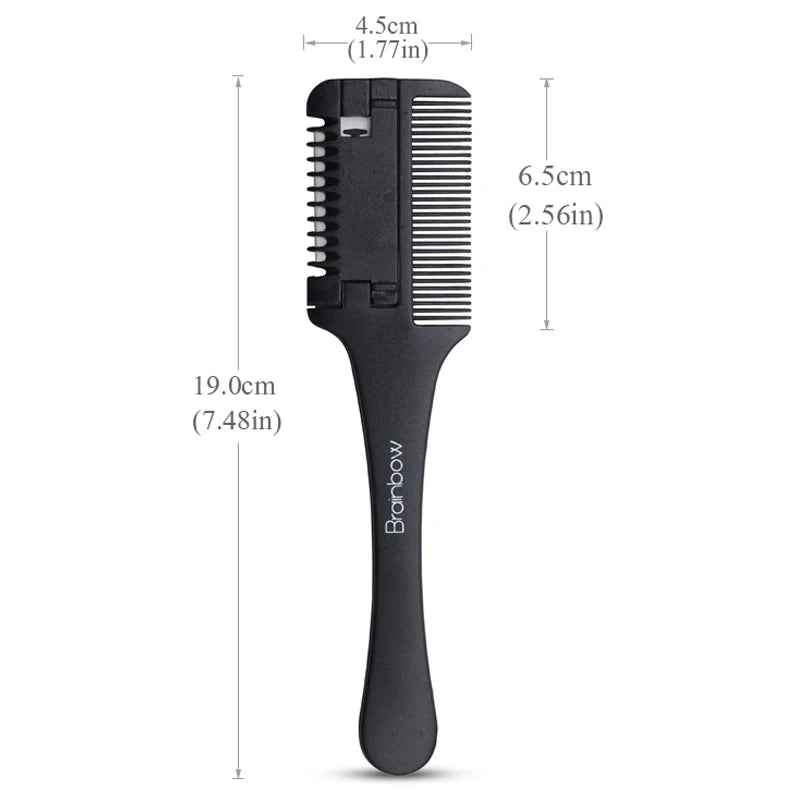 1PC Hair Cutting Comb Black Handle Hair Brushes with Razor Blades Cutting Thinning Trimmin Hair Salon DIY Styling Tools