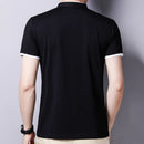 New Men's Casual and Fashionable Solid Color Short Sleeved Stand Up Collar T-shirt Summer Versatile and Comfortable Top