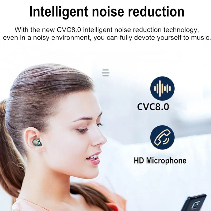 F9 Wireless Earphones Bluetooth TWS LED Dislpaly Binaural Headset Waterproof HD Calling CVC 8.0 Noise Reduction Headphones