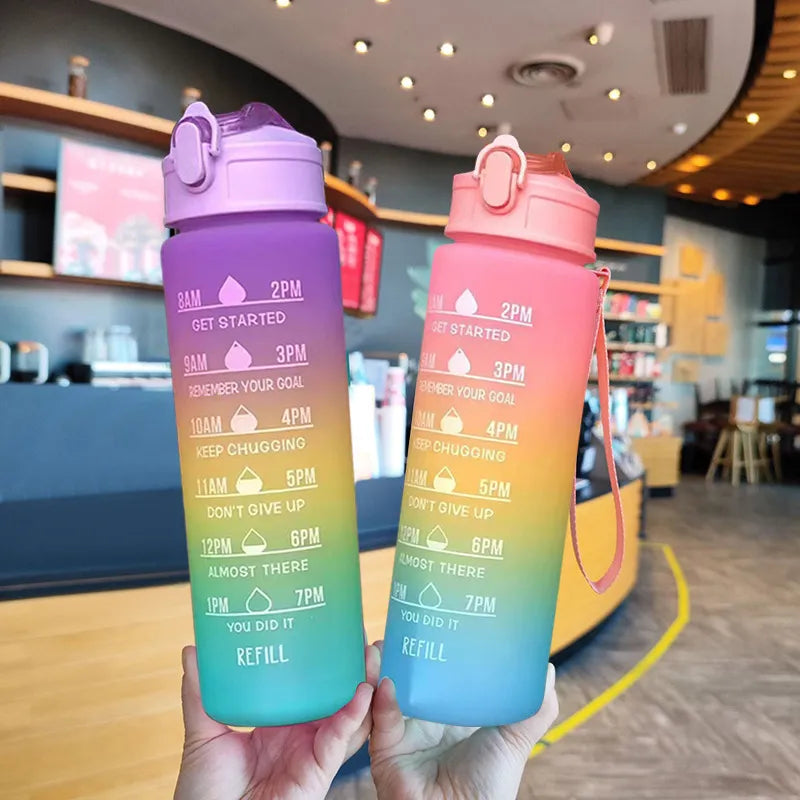 900ml Water Bottle Motivational Sport Water Bottle Leakproof Drinking Bottles Outdoor Sports Travel Kettle Drinking Water Bottle