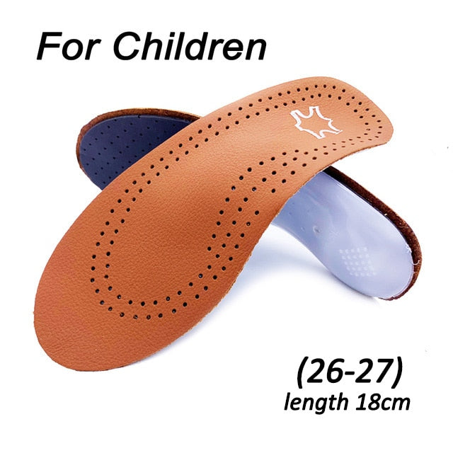 Leather orthotic insole for Flat Feet Arch Support orthopedic shoes sole Insoles for feet suitable men women Children O/X Leg