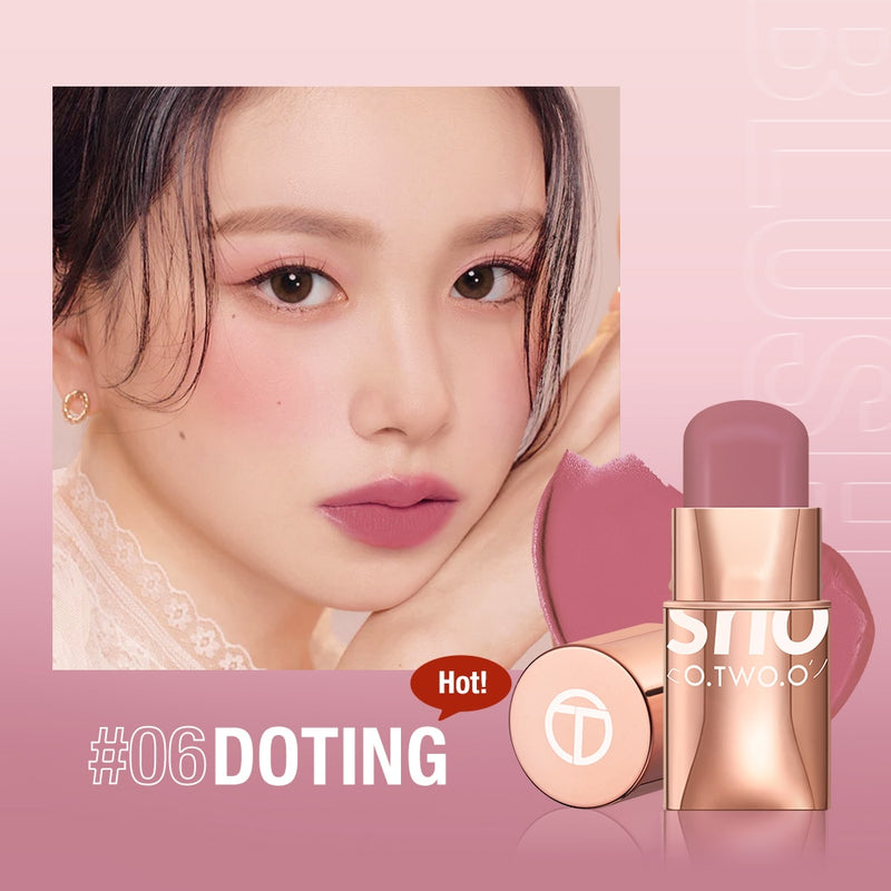 O.TWO.O Blush Stick Cream Blusher 6 Colors Blendable Waterproof Long-lasting Lip Cheek Eye Multi-use Stick Make-up for Women