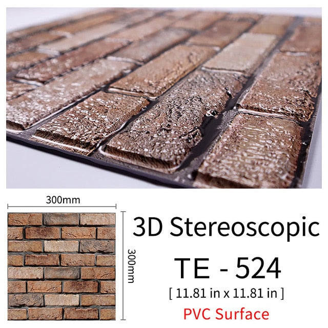3D Wall Stickers 30x30cm Water and Oil Proof Not Fade wall papers Imitation Brick Tile Stone grain cobblestone for Home Decorate