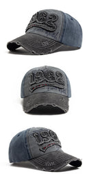 Fashion Vintage Washed Cotton Baseball Cap Digit 1962 Embroidery Snapback Hat Visor Hip Hop Caps