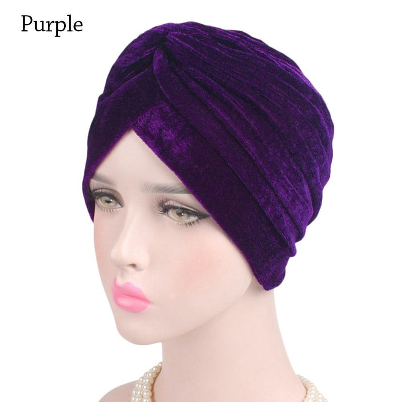 Women Shine Silver Gold Knot Twist Turban Headbands Cap Autumn Winter Warm Headwear Casual Streetwear Female Muslim Indian Hats