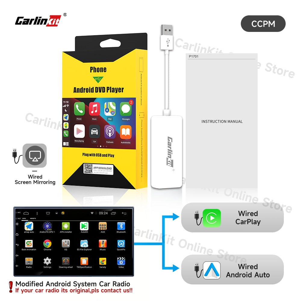 Carlinkit USB Wireless Android Auto Adapter Apple CarPlay Dongle