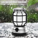 Solar Lantern Waterproof Camping Lantern Rechargeable Camping Light with Emergency Power Bank Flickering Flame Hanging LED Light