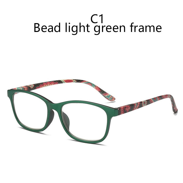 Fashion Women Reading Glasses Flower Print Resin Read Eyeglasses Magnifying Presbyopic Eyewear +1.0~+4.0