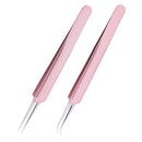 Stainless Steel Eyelashes Tweezers Professional For Lashes Extension Gold Decor Anti-static Eyebrow Tweezers Eyelash Extension