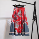 Pleated Skirt Women New  Print Cartoon Pattern  Elastic Women Skirts Big Swing Party Holiday High Waist Skirts