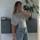 Fashion Casual Solid Gray Cropped T-shirt Woman Clothes O-neck Corset Tops Streetwear Girls Spring Summer Short Tee Shirts