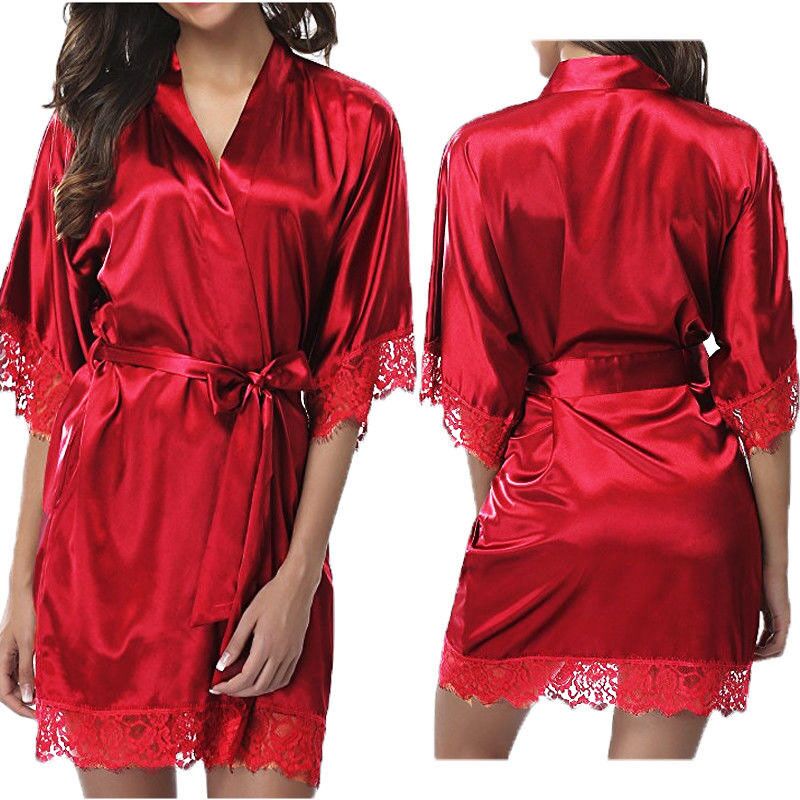 Women Robe Kimono Robe Silk Silk Robe Satin Silk Dressing Gown S-2XL