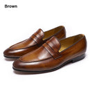 FELIX CHU Mens Penny Loafers Leather Shoes Genuine Leather Elegant Wedding Party Casual Dress Shoes Brown Black Shoes for Men
