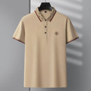 Men's Fashion Short sleeved Summer Polo Shirt High end Design Exquisite Ice Silk Embroidered Breathable T-shirt