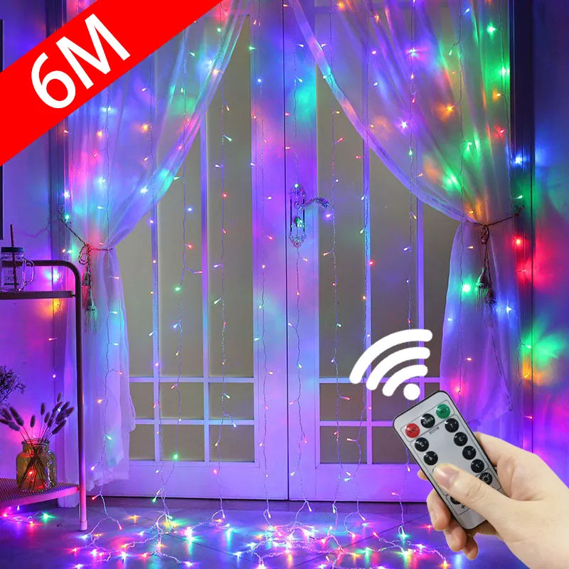 3M LED Curtain Garland on The Window USB String Lights Fairy Festoon Remote Control Christmas Wedding Decorations for Home Room