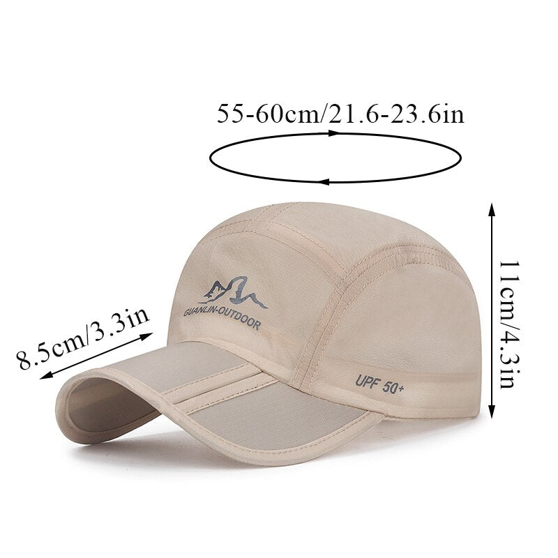 Fashion Folding Hat Quick Drying Ultra-Thin Breathable Baseball Cap For Men Snapback Folding Sport Outdoor Cycling Running Hats