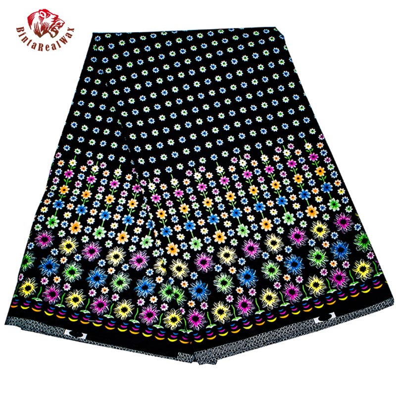 BintaRealWax African Wax Prints Fabric Polyester Ankara Bazin High Quality 6 Yards 3 Yards African Fabric for Party Dress FP6079