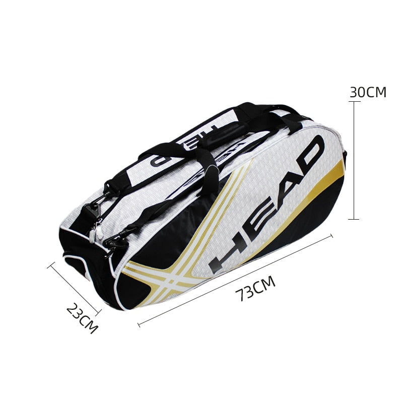 HEAD Tennis Bag Mens Tennis Racket Large Sport Bag Outdoor Gym Badminton Backpack 4-9 Racquet Sports Bag With Handle Waterproof