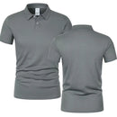 New Summer Men's Short Sleeve Collar Tshirts New Solid Color Casual Polo Shirt Trendy Breathable Loose Basic Splice Top