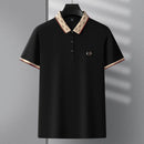 Men's Fashion Short sleeved Summer Polo Shirt High end Design Exquisite Ice Silk Embroidered Breathable T-shirt