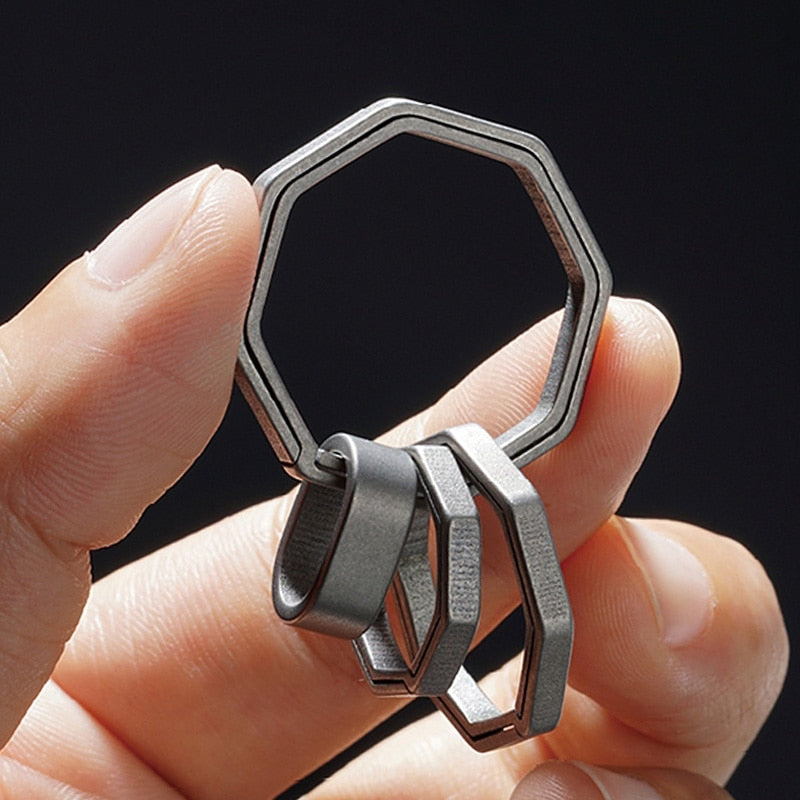 Pure Titanium Car Key Chain Ring Holder Men Spring Buckle Women Bag Pendant  Accessories Gift