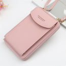 Women Shoulder Strap Purses Solid Color Leather Bag Short Travel Mobile Phone Bag Card Holders Storage Wallet Flap Pocket