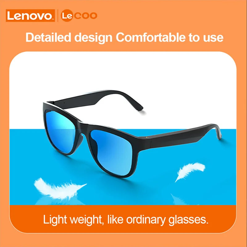 Original Lenovo Lecoo C8 Smart Glasses Headset Wireless Bluetooth Sunglasses Outdoor Sport Earphone HD Mic Calling Headphone