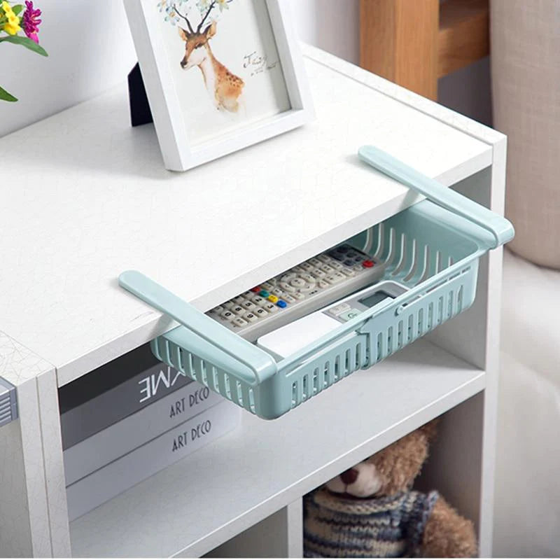 Adjustable Stretchable Refrigerator Storage Rack Kitchen Fridge Freezer Shelf Holder Pull-Out Drawer Organizer Basket Multicolor