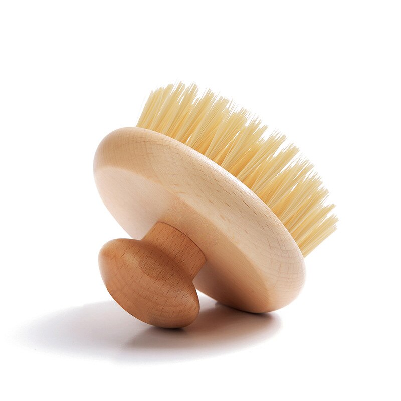 Round Bath Shower Body Exfoliating Brush Natural Sisal Bristles Beech Wood Handle Dead Skin Remover Back Scrubber Massage Tool