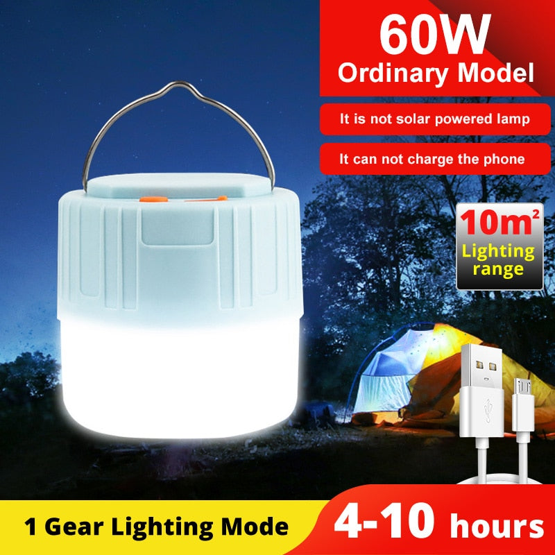 1000 Watts Solar LED Camping Light USB Rechargeable Bulb For Outdoor Tent Lamp Portable Lanterns Emergency Lights For BBQ Hiking