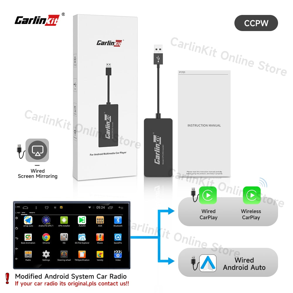 Autokit) Carlinkit Wireless CarPlay Dongle for Aftermarket Android