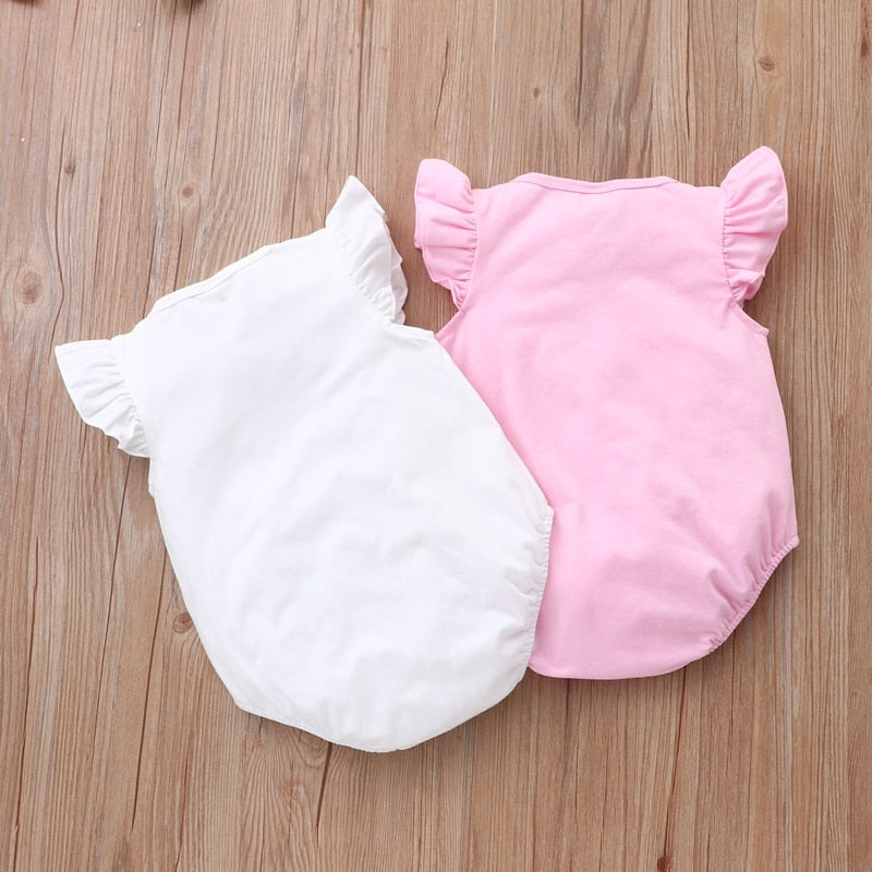 Baby Clothes Butterfly Print Flying Sleeve Cotton Baby Bodysuits+headband Baby Girl Clothes Baby Romper 0-18M