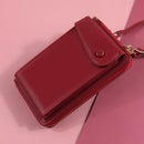 Women Shoulder Strap Purses Solid Color Leather Bag Short Travel Mobile Phone Bag Card Holders Storage Wallet Flap Pocket