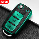 KIQI TPU Leather Car Key Cover Case for Volkswagen for VW Bora Polo Tiguan Jetta Passat B5 B6 B7 Golf Beetle for Skoda Octavia