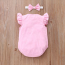 Baby Clothes Butterfly Print Flying Sleeve Cotton Baby Bodysuits+headband Baby Girl Clothes Baby Romper 0-18M