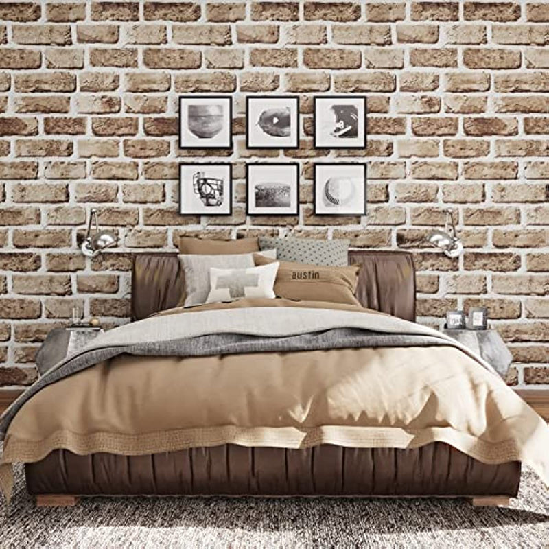 Brown Brick Contact Paper Peel and Stick Wallpaper Vinyl Self Adhesive Removable Waterproof Wall Paper for Wall Countertop
